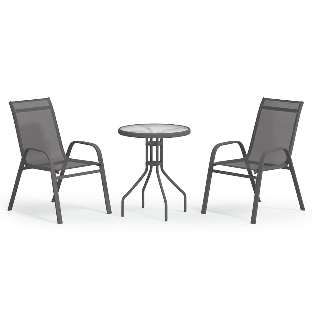 3 Piece Garden Bistro Set Grey