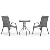 3 Piece Garden Bistro Set Grey