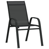 vidaXL Stackable Garden Chairs 2 pcs Black Textilene Fabric