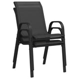 Stackable Garden Chairs 2 pcs Black Textilene Fabric