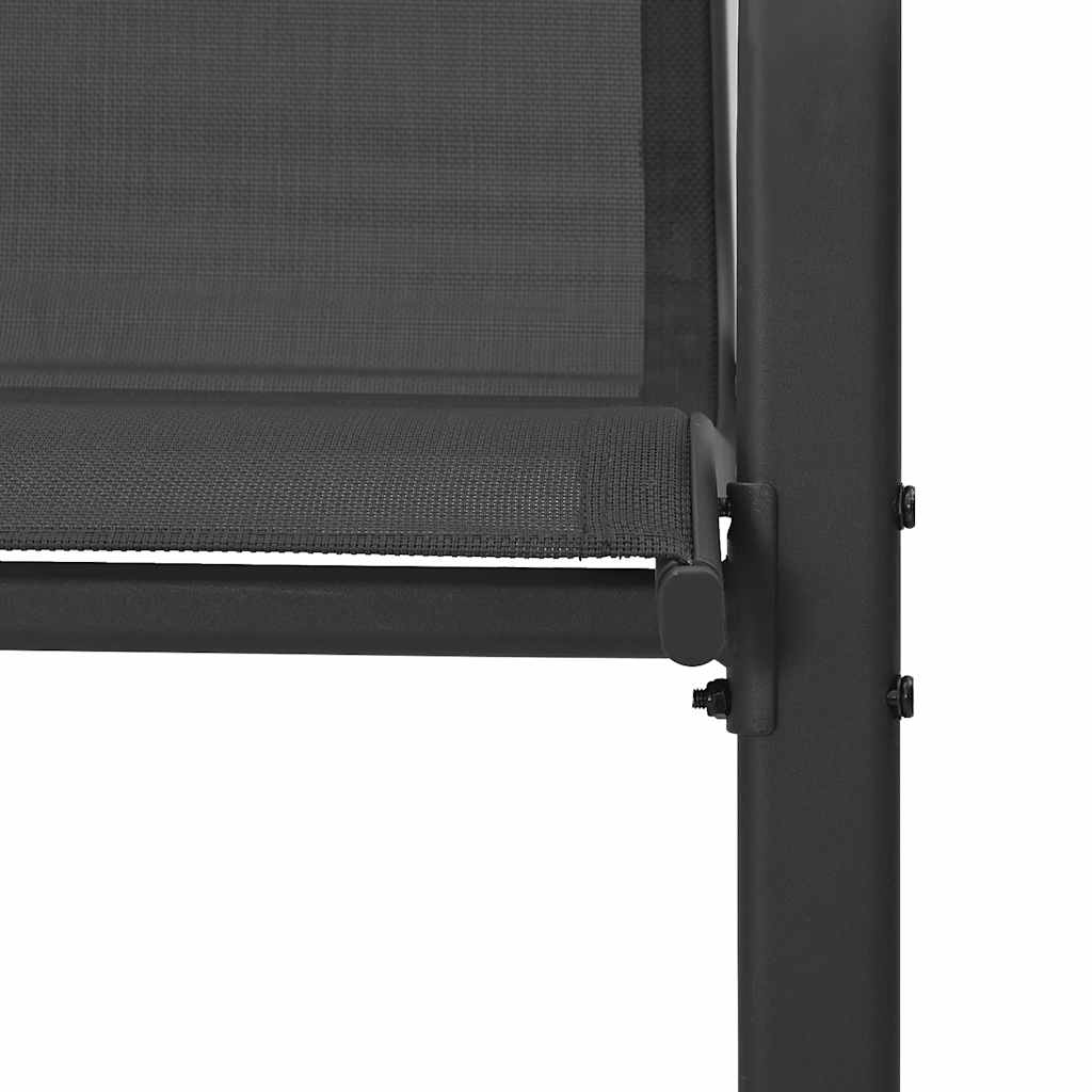 Stackable Garden Chairs 2 pcs Black Textilene Fabric