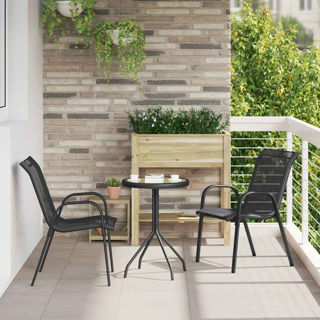 Stackable Garden Chairs 2 pcs Black Textilene Fabric