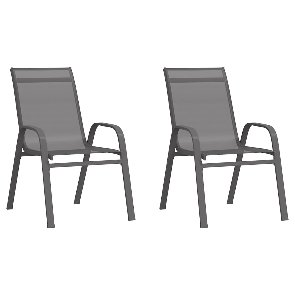 vidaXL Stackable Garden Chairs 2 pcs Grey Textilene Fabric