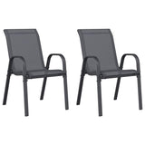 Stackable Garden Chairs 2 pcs Grey Textilene Fabric