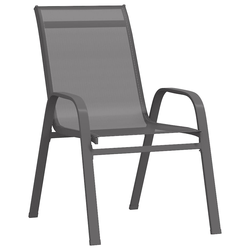 Stackable Garden Chairs 2 pcs Grey Textilene Fabric