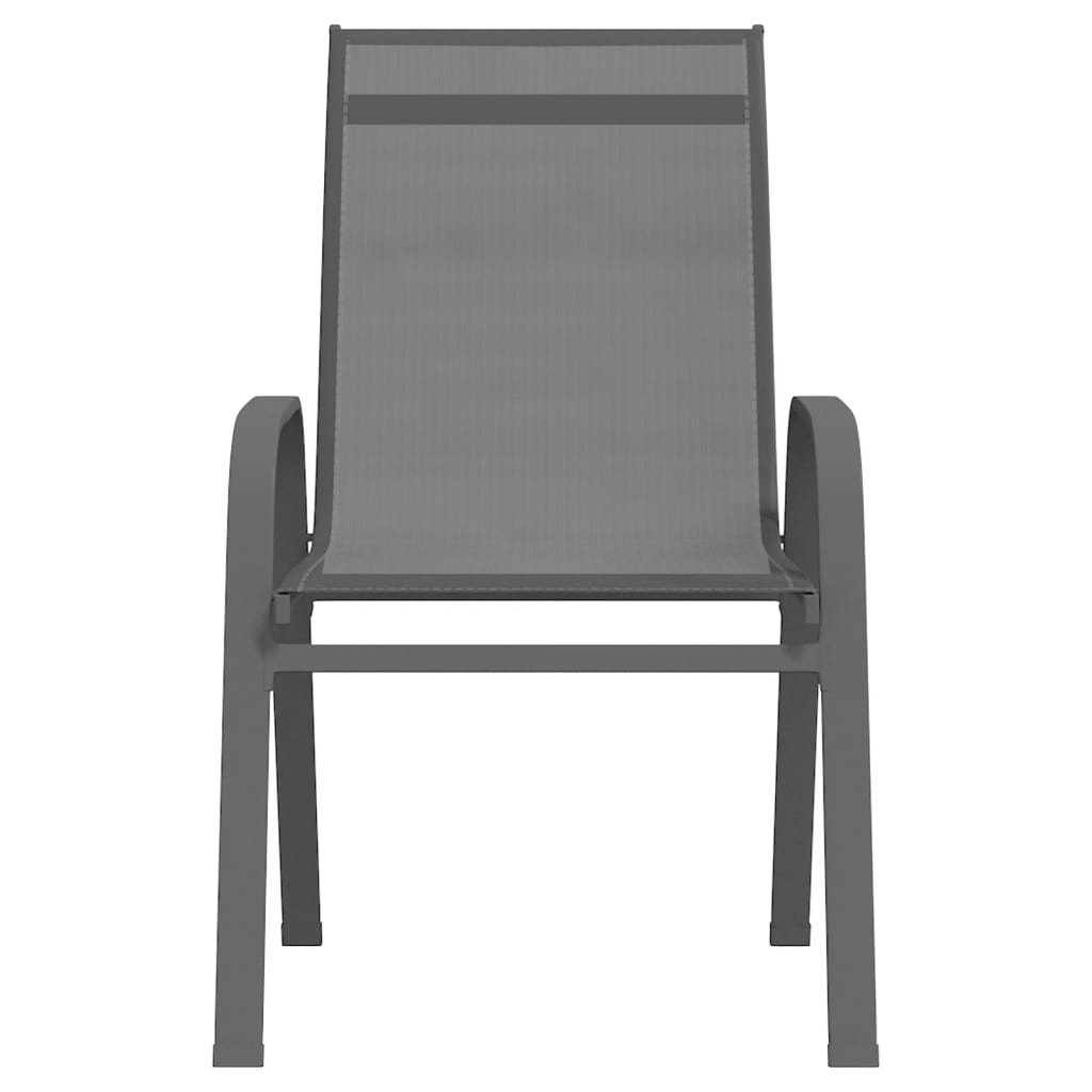 vidaXL Stackable Garden Chairs 2 pcs Grey Textilene Fabric