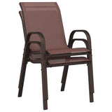 Stackable Garden Chairs 2 pcs Brown Textilene Fabric
