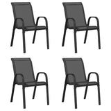 Stackable Garden Chairs 4 pcs Black Textilene Fabric