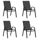 Stackable Garden Chairs 4 pcs Black Textilene Fabric
