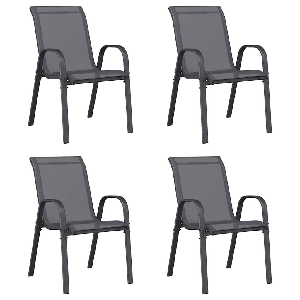 Stackable Garden Chairs 4 pcs Grey Textilene Fabric