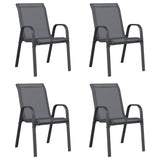 Stackable Garden Chairs 4 pcs Grey Textilene Fabric