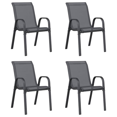 Stackable Garden Chairs 4 pcs Grey Textilene Fabric