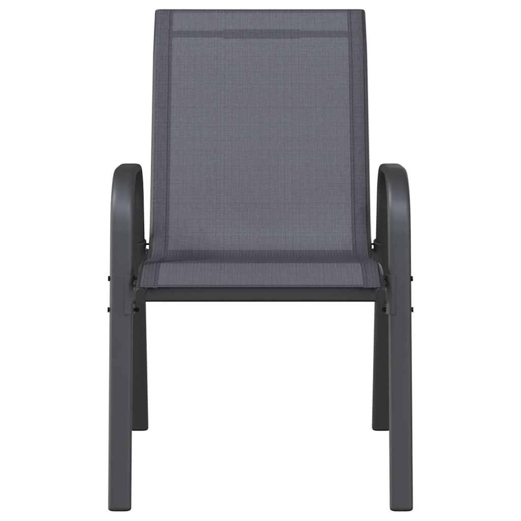 Stackable Garden Chairs 4 pcs Grey Textilene Fabric