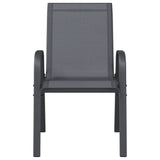 Stackable Garden Chairs 4 pcs Grey Textilene Fabric