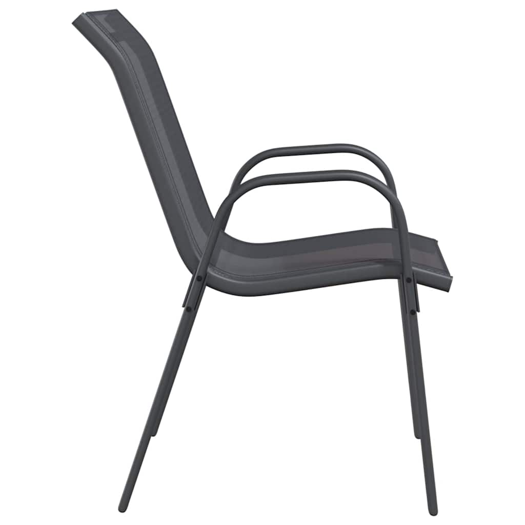 Stackable Garden Chairs 4 pcs Grey Textilene Fabric