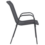 Stackable Garden Chairs 4 pcs Grey Textilene Fabric