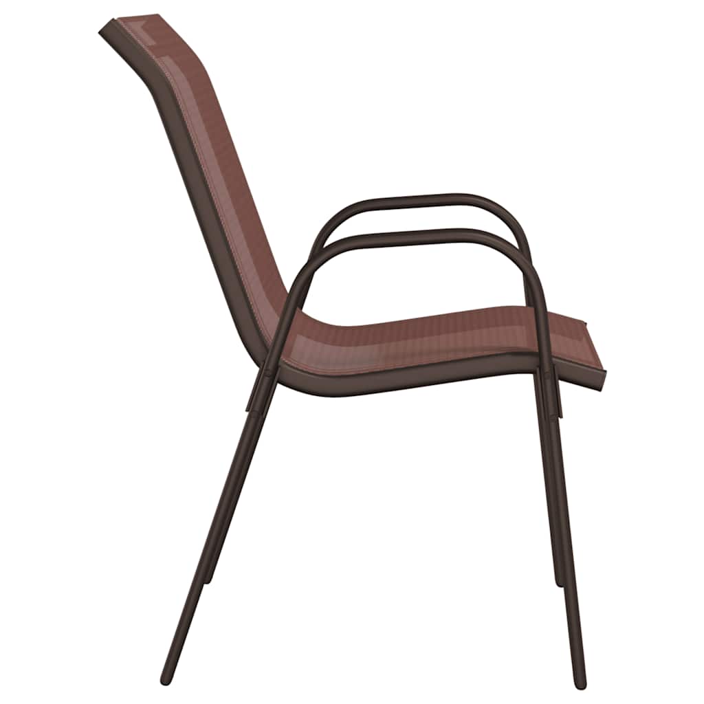 Stackable Garden Chairs 4 pcs Brown Textilene Fabric