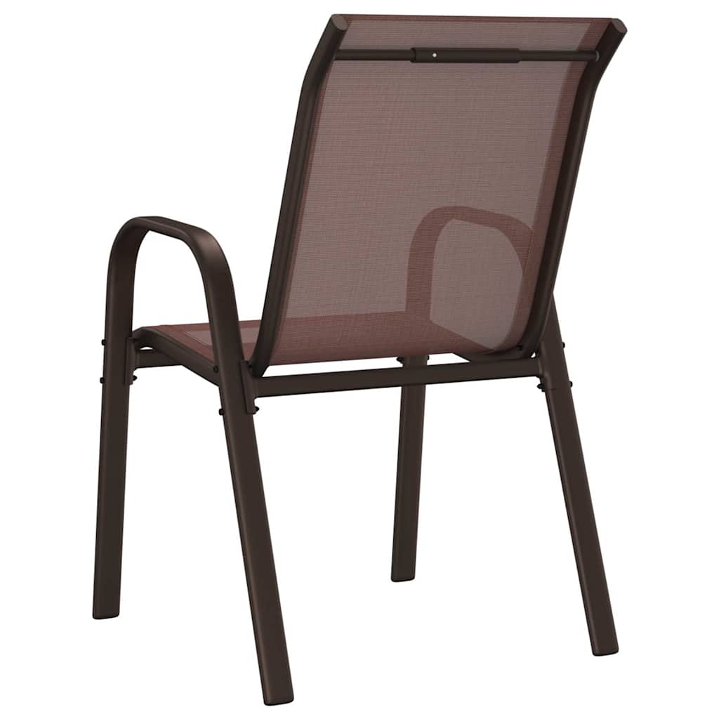 Stackable Garden Chairs 4 pcs Brown Textilene Fabric