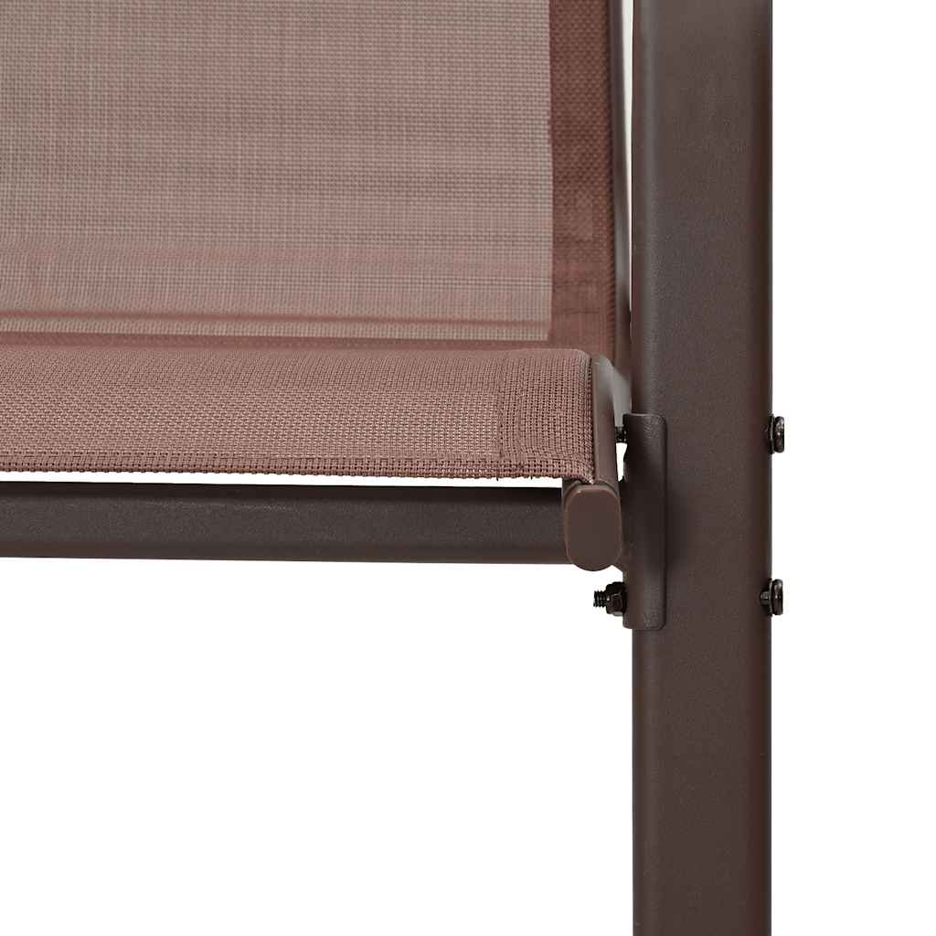 Stackable Garden Chairs 4 pcs Brown Textilene Fabric