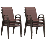Stackable Garden Chairs 6 pcs Brown Textilene Fabric