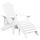 Garden Adirondack Chairs 2 pcs with Footstools HDPE White