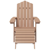 Garden Adirondack Chairs 2 pcs with Footstools HDPE Brown