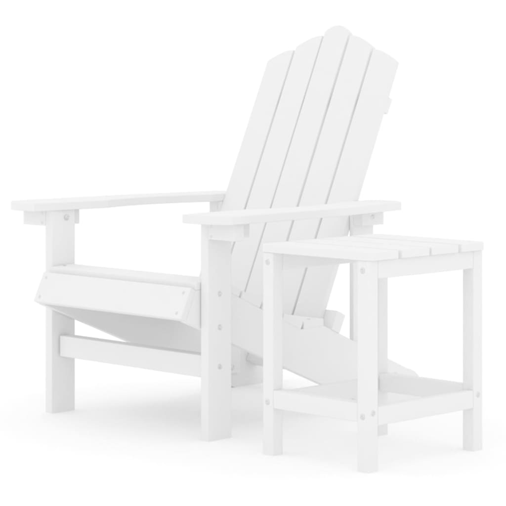 Garden Adirondack Chair with Table HDPE White