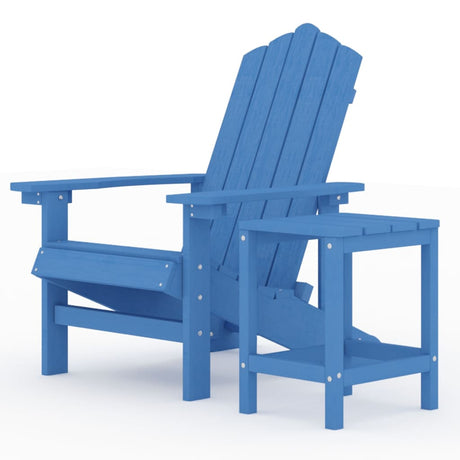 Garden Adirondack Chair with Table HDPE Aqua Blue
