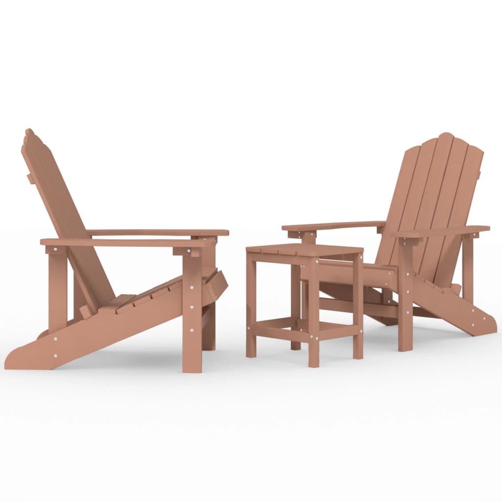 Garden Adirondack Chairs with Table HDPE Brown