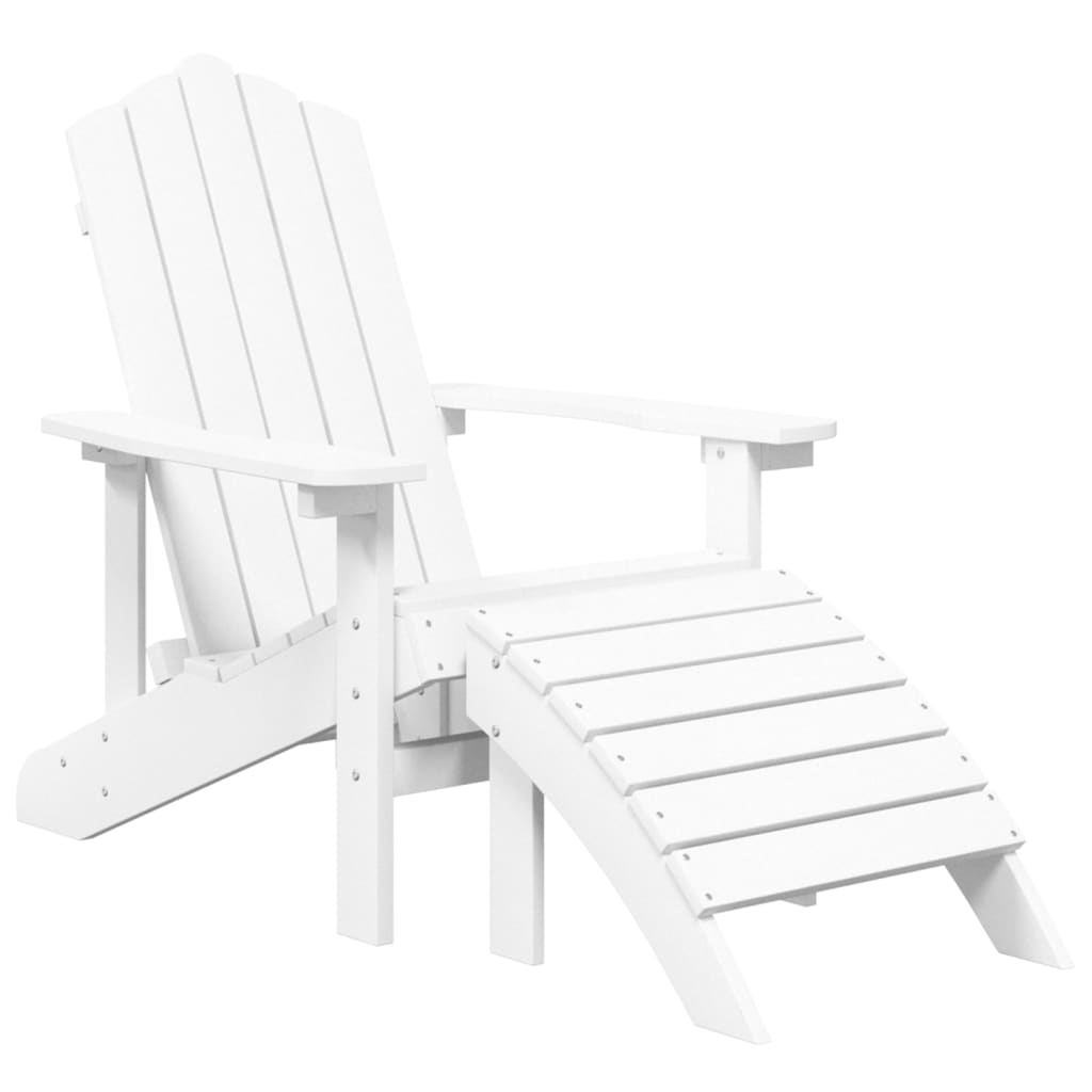 Garden Adirondack Chair with Footstool & Table HDPE White