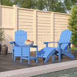 Garden Adirondack Chairs with Footstool & Table HDPE Aqua Blue