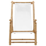 vidaXL Deck Chair Bamboo and Canvas Cream White