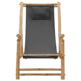 vidaXL Deck Chair Bamboo and Canvas Dark Grey