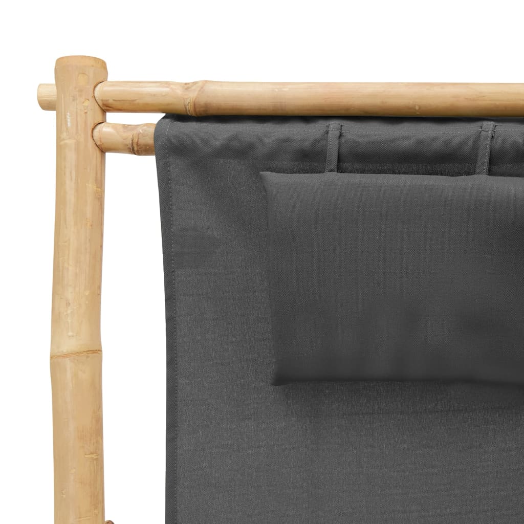 vidaXL Deck Chair Bamboo and Canvas Dark Grey