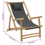 vidaXL Deck Chair Bamboo and Canvas Dark Grey