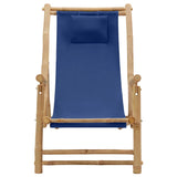 vidaXL Deck Chair Bamboo and Canvas Navy Blue