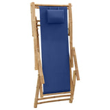 vidaXL Deck Chair Bamboo and Canvas Navy Blue