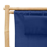 vidaXL Deck Chair Bamboo and Canvas Navy Blue