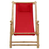 vidaXL Deck Chair Bamboo and Canvas Red