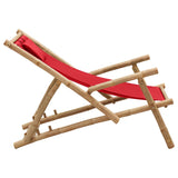 vidaXL Deck Chair Bamboo and Canvas Red