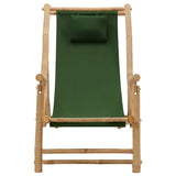 vidaXL Deck Chair Bamboo and Canvas Green