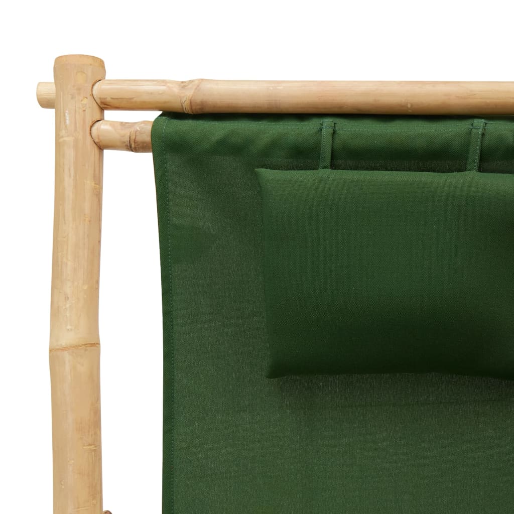 vidaXL Deck Chair Bamboo and Canvas Green