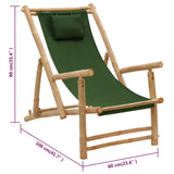 vidaXL Deck Chair Bamboo and Canvas Green