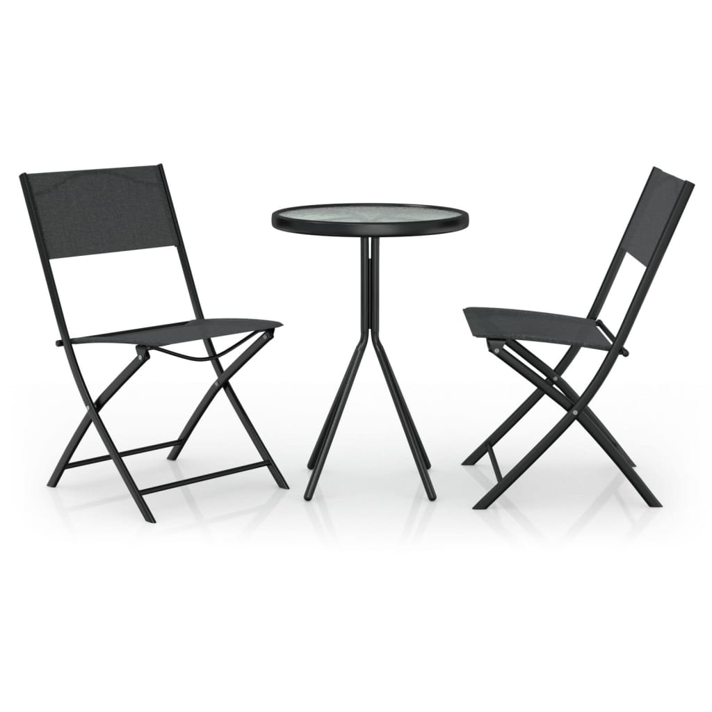 3 Piece Bistro Set Steel Black