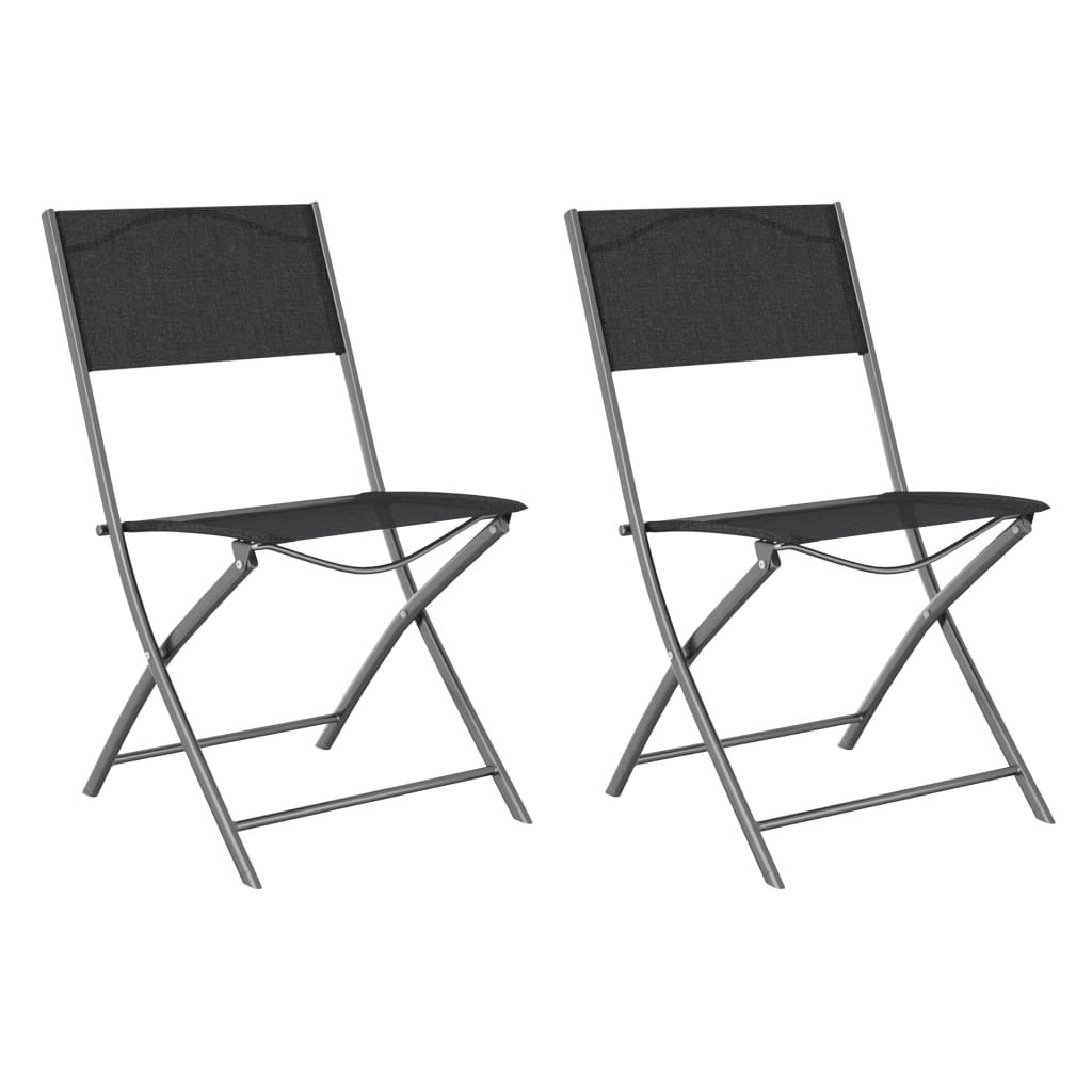 vidaXL Folding Outdoor Chairs 2 pcs Black Steel and Textilene