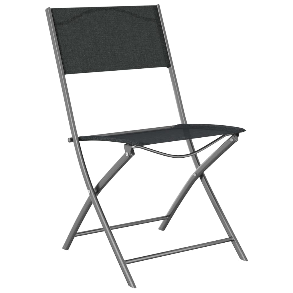 vidaXL Folding Outdoor Chairs 2 pcs Black Steel and Textilene