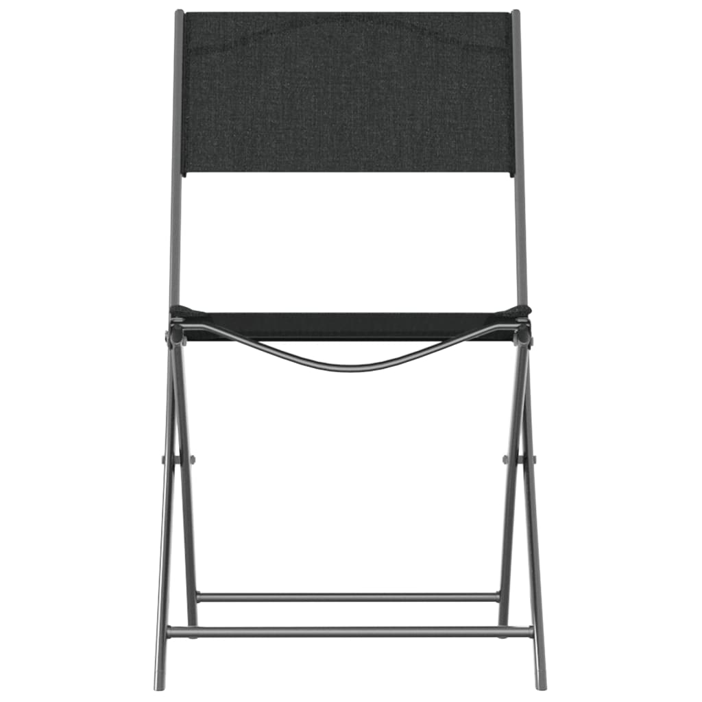 Folding Outdoor Chairs 2 pcs Black Steel and Textilene