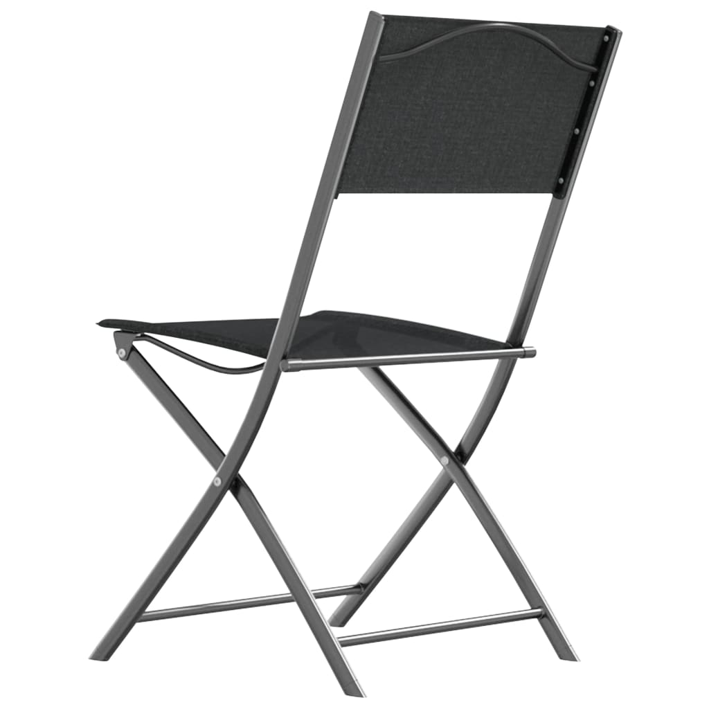 Folding Outdoor Chairs 2 pcs Black Steel and Textilene