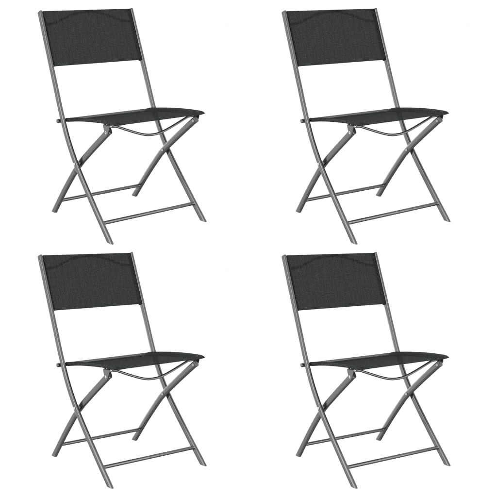 vidaXL Folding Outdoor Chairs 4 pcs Black Steel and Textilene