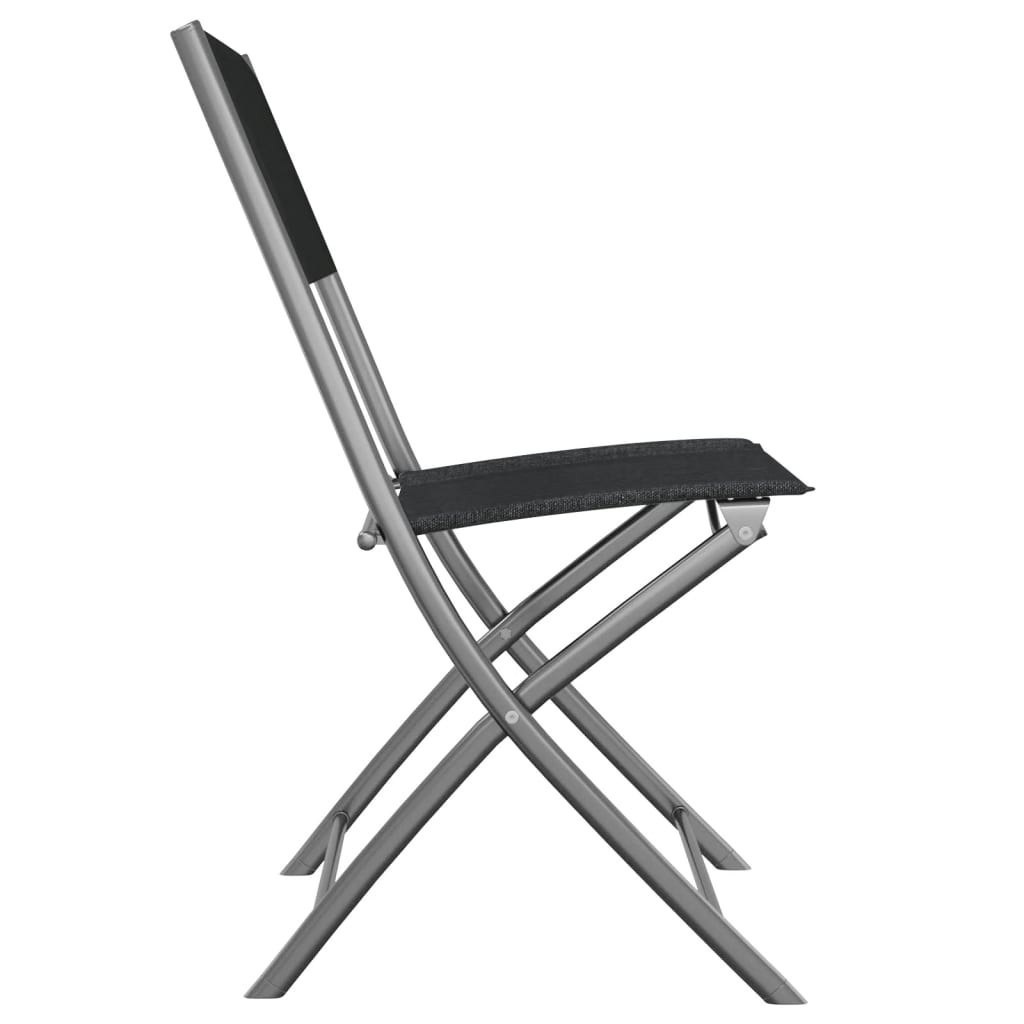 vidaXL Folding Outdoor Chairs 4 pcs Black Steel and Textilene